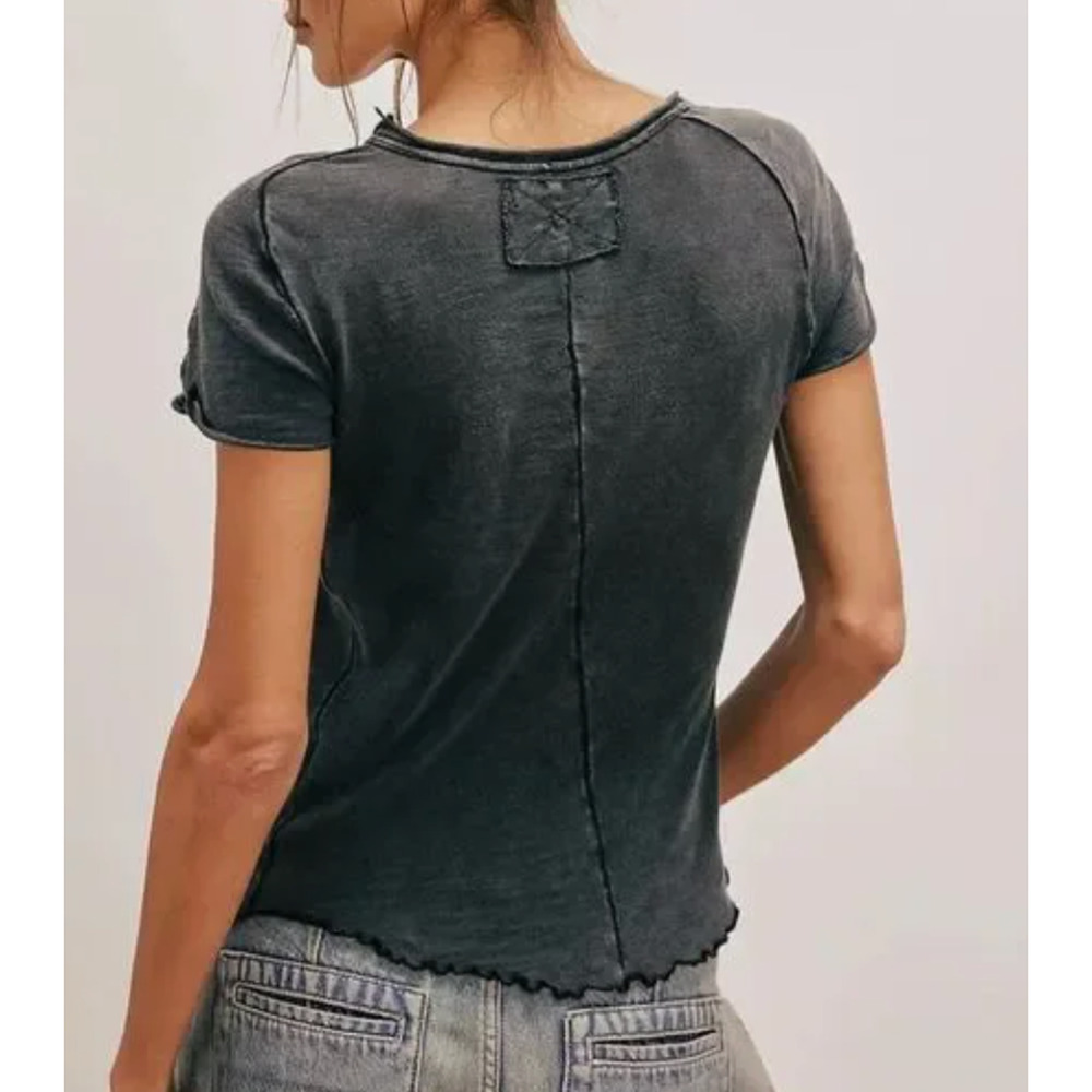 Free People NWOT Be My Baby Tee Washed Black Small - Picture 3 of 5